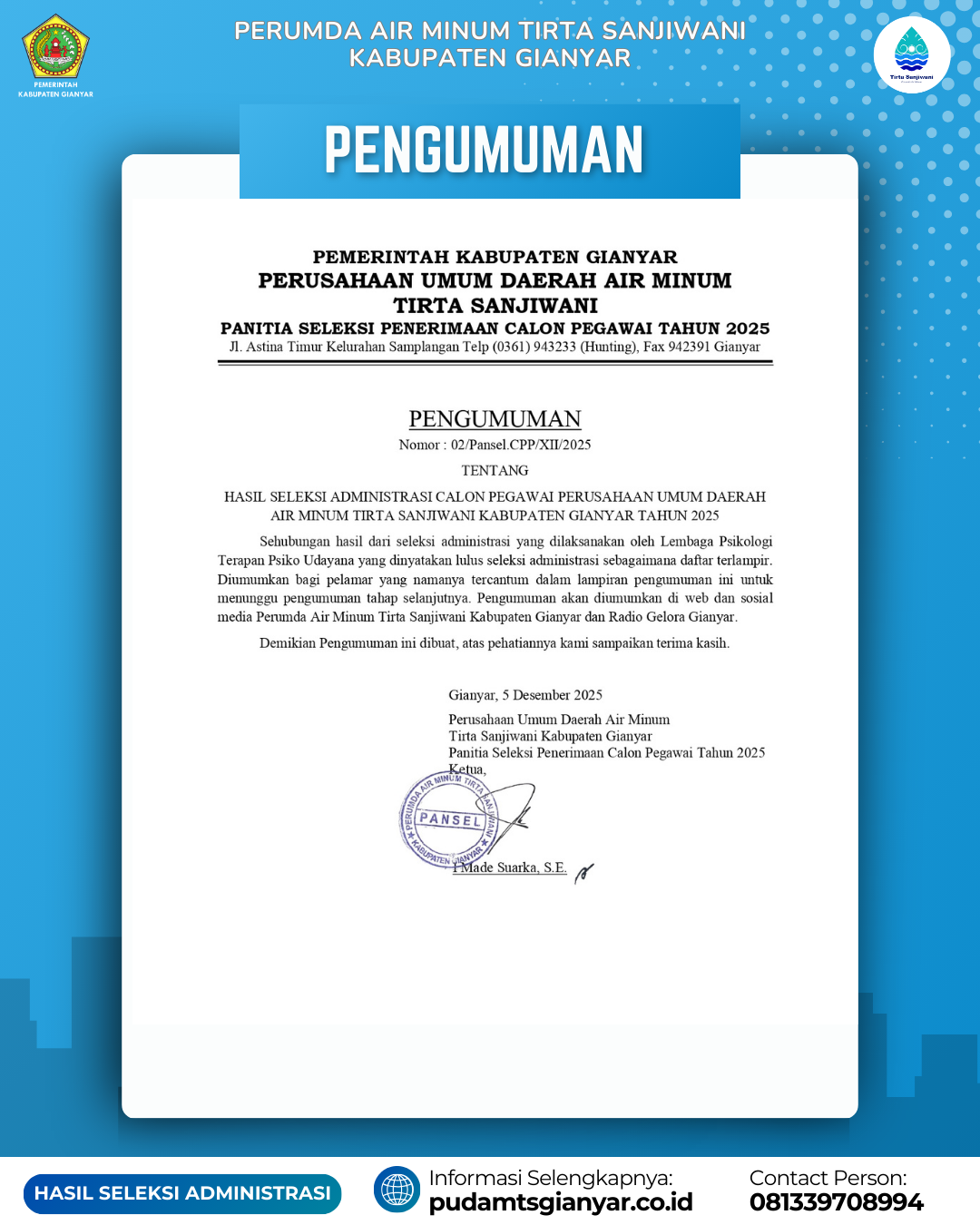 Info berita,Layanan PDAM,Kegiatan PDAM,gangguan layanan pdam,Berita PDAM,PERUMDA AMTS,PERUMDA AMTS Kabupaten Gianyar