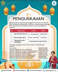 PEMBERITAHUAN UNTUK INFORMASI PELAYANAN DI HARI RAYA IDUL FITRI 1 SYAWAL 1444 H.